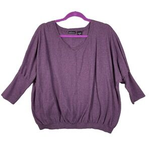 Moda International Sweater Womens XL Purple Cashmere Blend Pullover Quiet Luxury